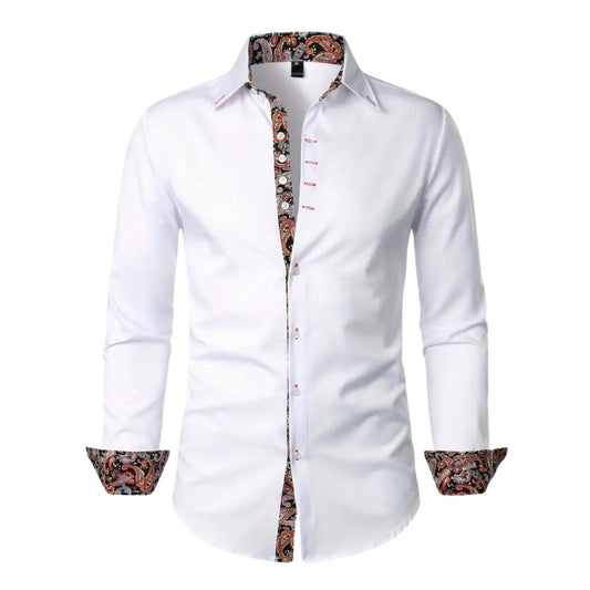 Men's Paisley Slim Fit Shirt Top Front