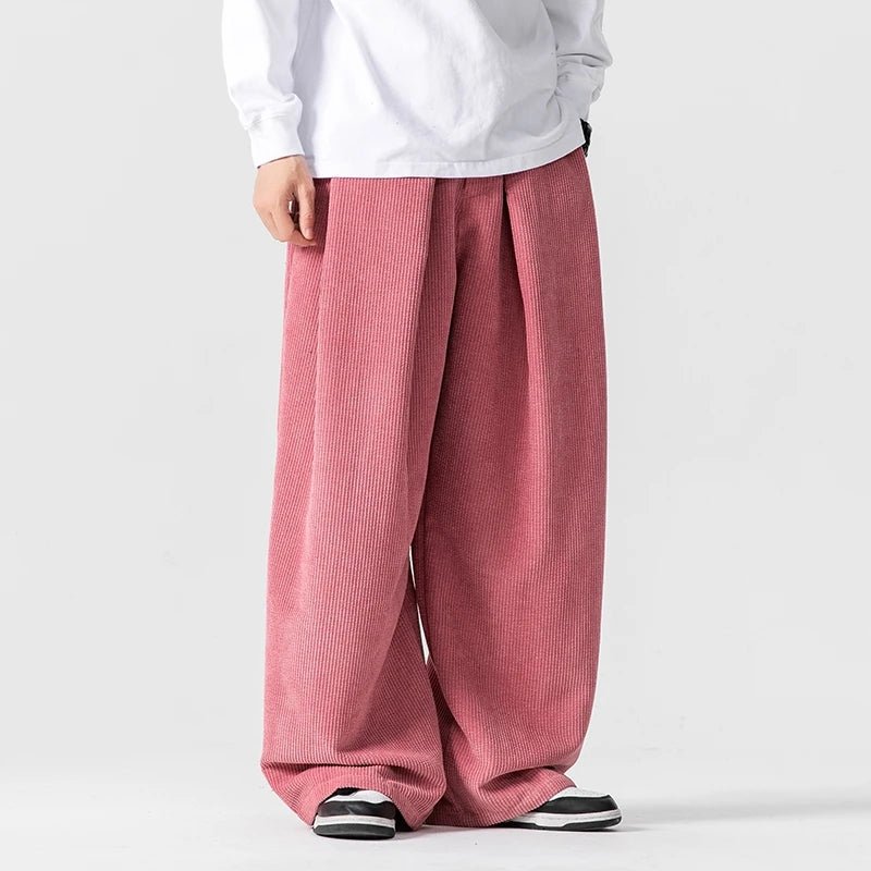 Men's Pleated Corduroy Pants | Wide Leg Cotton Streetwear Hero