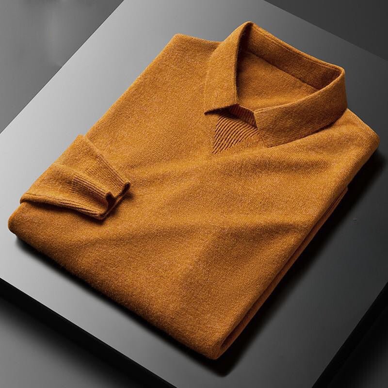 Men's Polo Collar Softness Sweater | Knit Poly-Blend Front