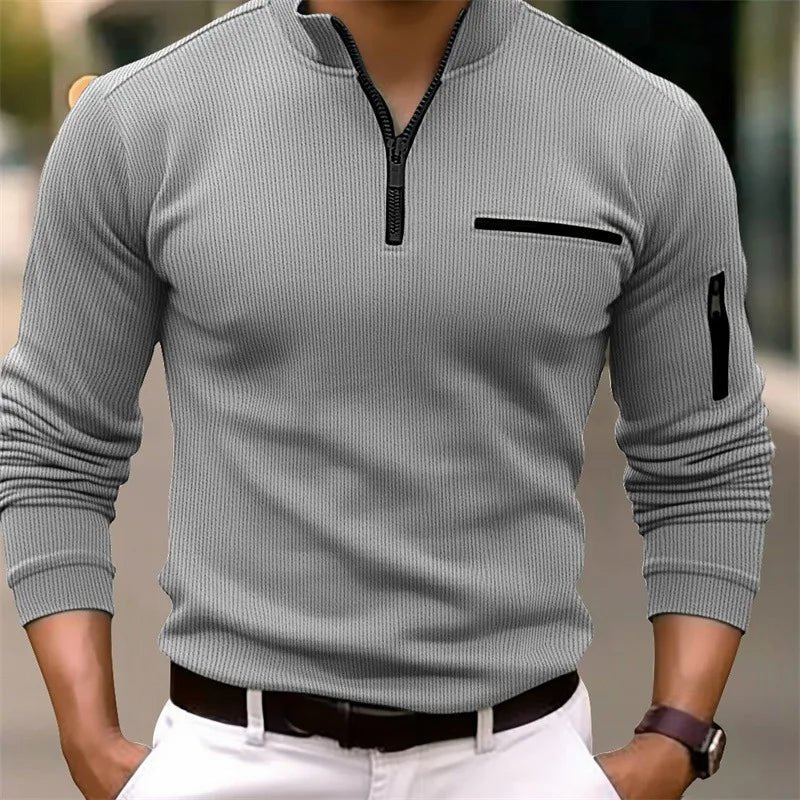 Men's Quarter-Zip Comfort Fit Polo | Stand Collar Detail