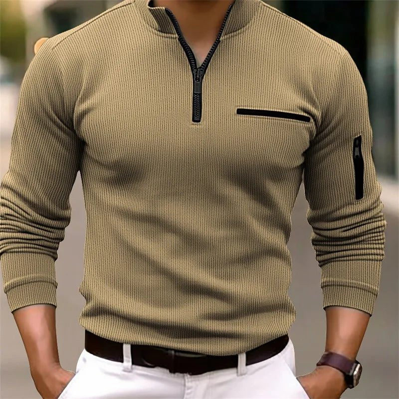 Men's Quarter-Zip Comfort Fit Polo | Stand Collar Front