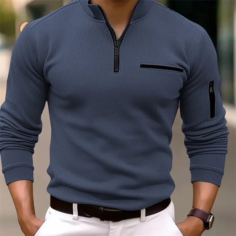 Men's Quarter-Zip Comfort Fit Polo | Stand Collar Side
