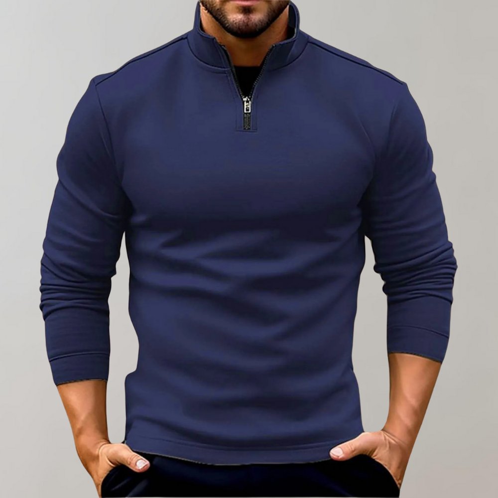 Men's Quarter-Zip Pullover | Stand Collar Layering Fit Front