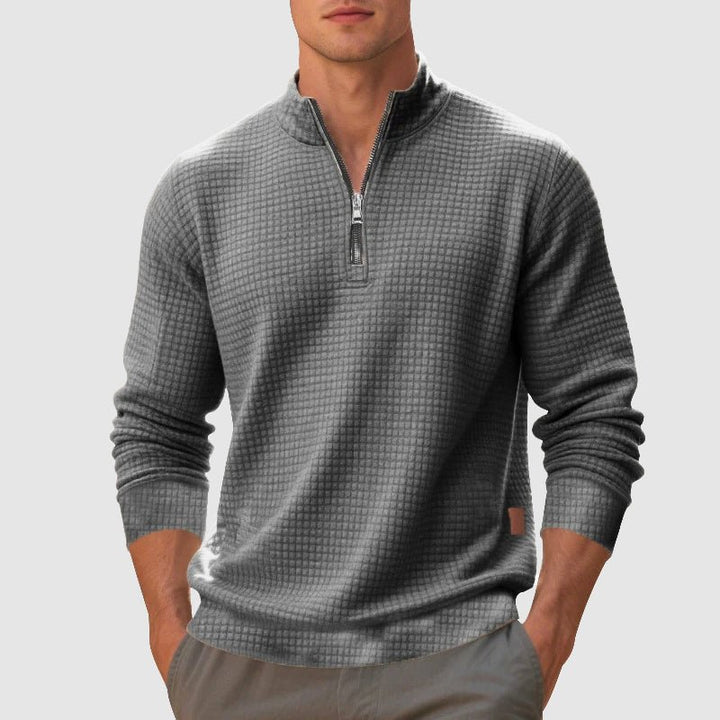 Men's Quarter Zip Sweatshirt | Textured Mock Neck Hero