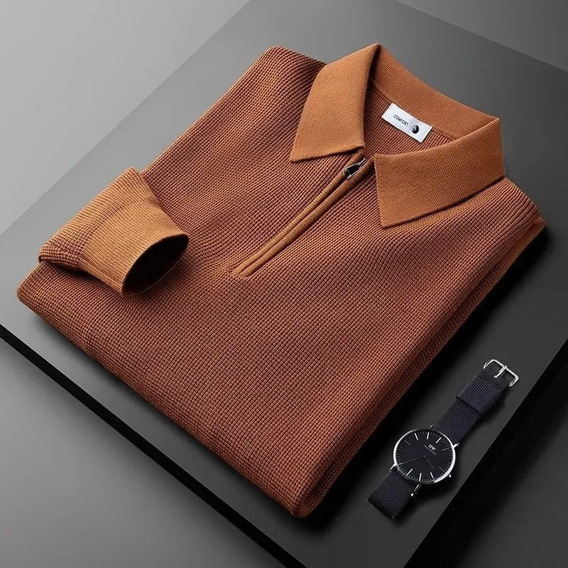 Men's Quarter-Zip Waffle Knit Shirt | Tailored Casual Hero