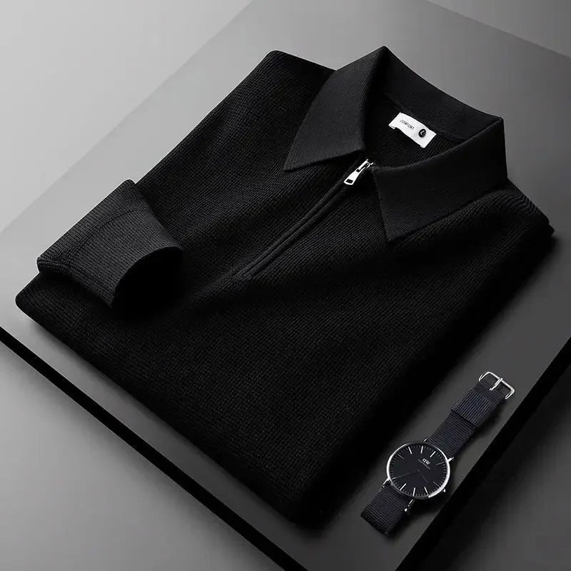 Men's Quarter-Zip Waffle Knit Shirt | Tailored Casual Side