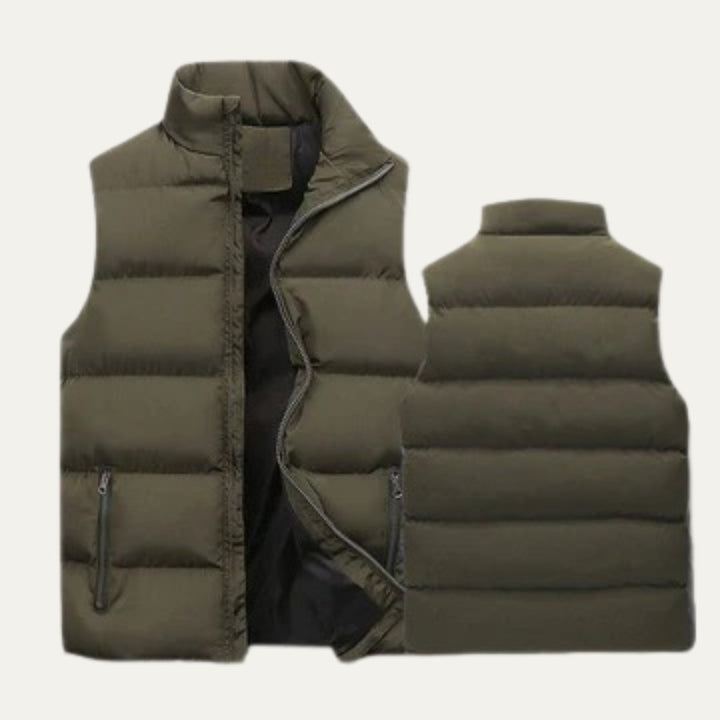 Men's Quilted Padded Puffer Vest | Sleeveless Gilet Angle