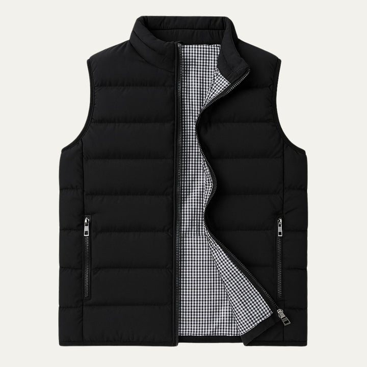 Men's Quilted Puffer Vest | Horizontal Channel Insulated Gilet Detail