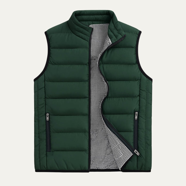 Men's Quilted Puffer Vest | Horizontal Channel Insulated Gilet Lifestyle