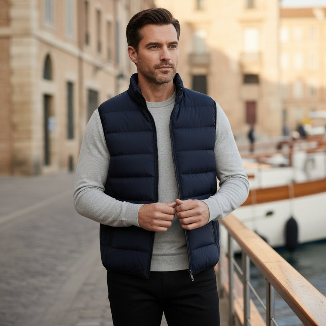 Men's Quilted Puffer Vest | Horizontal Channel Insulated Gilet View 11