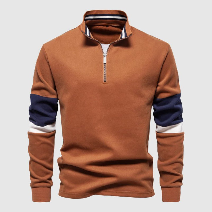 Men's Raglan Sleeve Patchwork Pullover | Quarter-Zip Hero