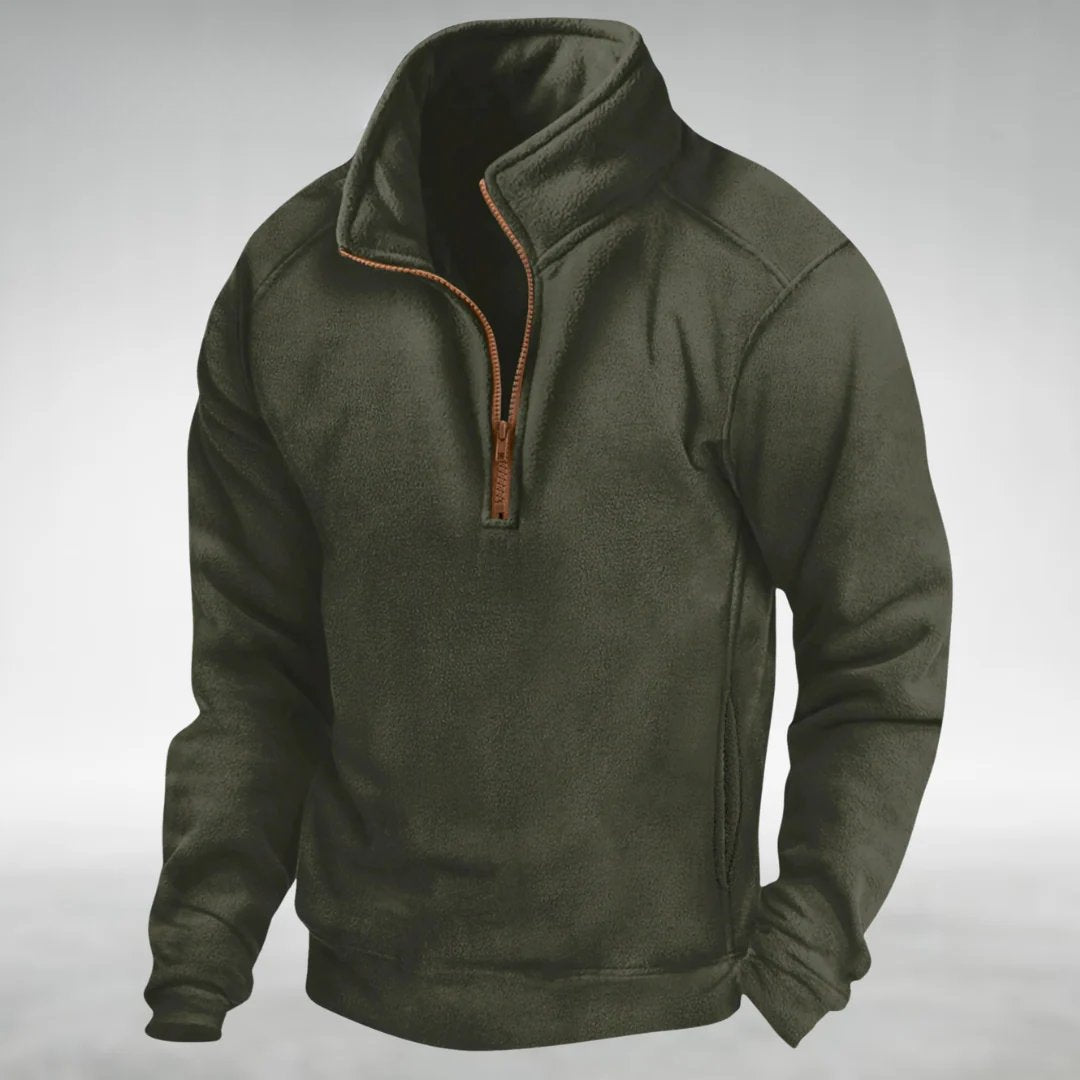 Men's Relaxed Comfort Zip Pullover | Quarter-Zip Stand Collar Detail