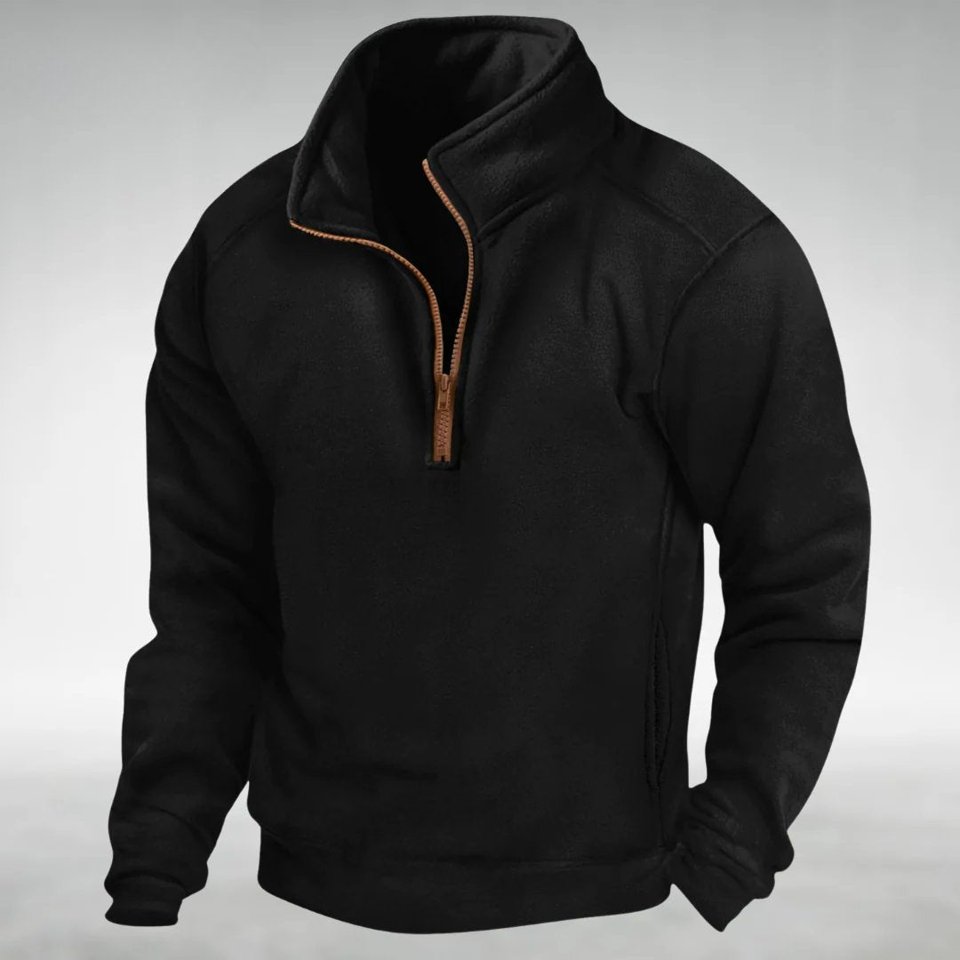 Men's Relaxed Comfort Zip Pullover | Quarter-Zip Stand Collar Front