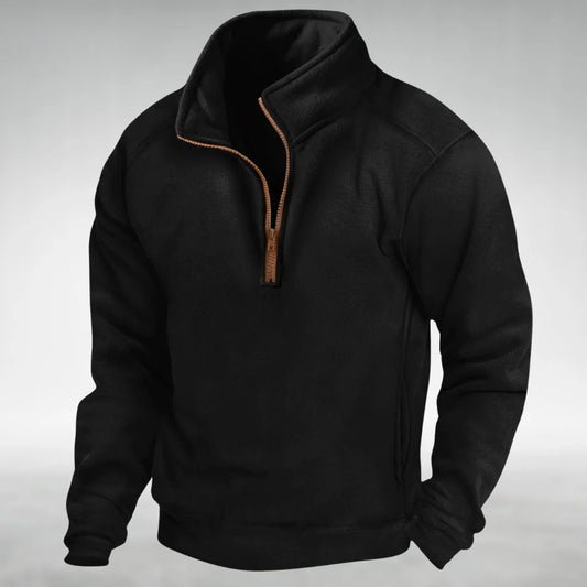 Men's Relaxed Comfort Zip Pullover | Quarter-Zip Stand Collar Front