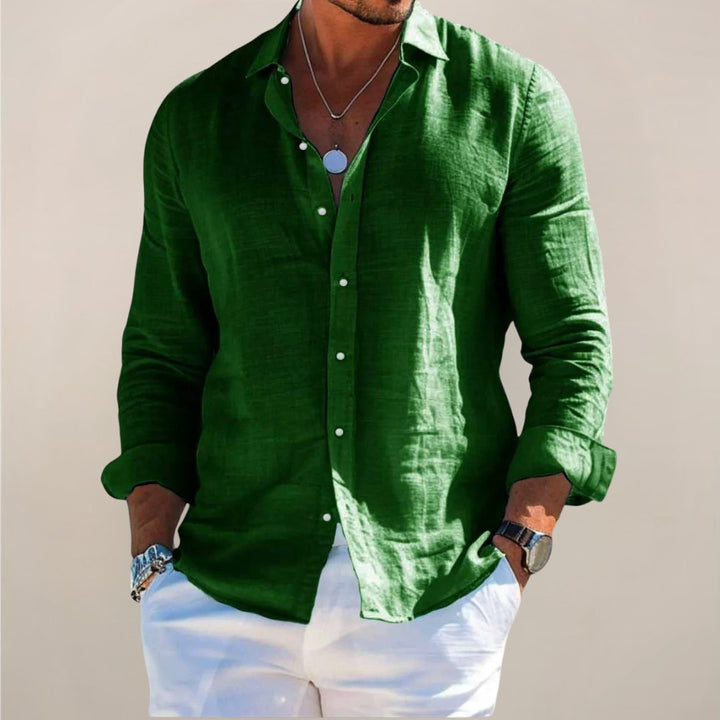 Men's Relaxed Linen Button Shirt Top Alternate