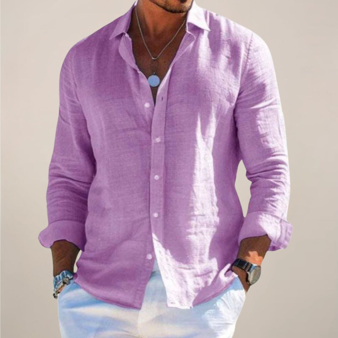 Men's Relaxed Linen Button Shirt Top Lifestyle