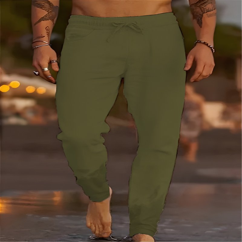 Men's Relaxed Linen Drawstring Pants Alternate
