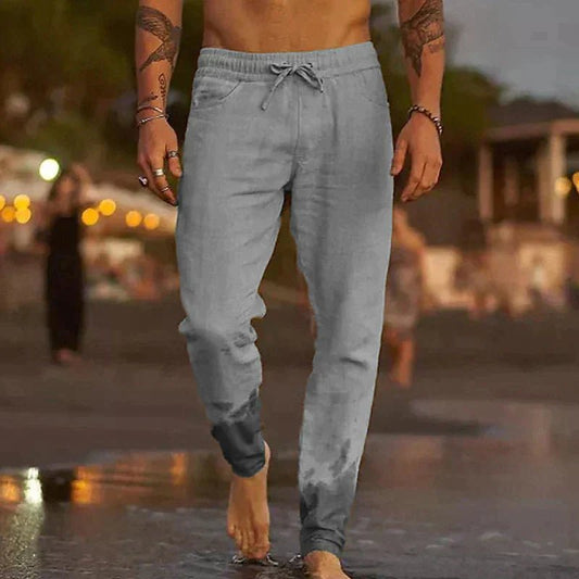 Men's Relaxed Linen Drawstring Pants Detail