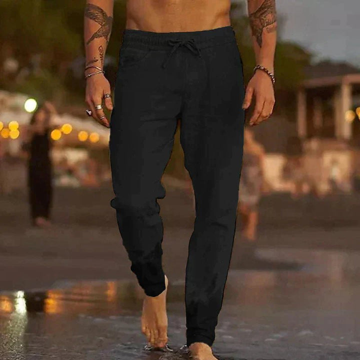Men's Relaxed Linen Drawstring Pants Side