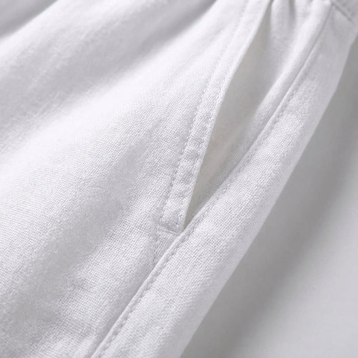 Men's Relaxed Linen Pants with Rope Drawstring Angle