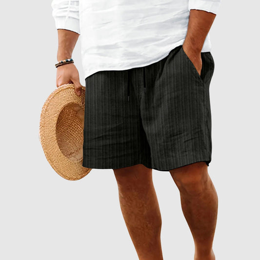 Men's Ribbed Cotton Striped Shorts | Drawstring Hero