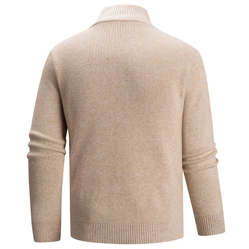 Men's Ribbed Knit Zip-Up Collar Sweater | Slim Fit Lifestyle