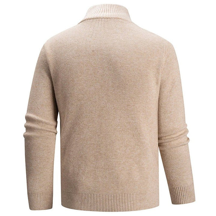 Men's Ribbed Knit Zip-Up Collar Sweater | Slim Fit Lifestyle