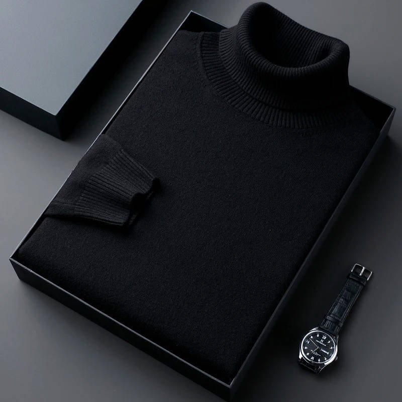 Men's Ribbed Turtleneck Sweater | Classic Knit Side