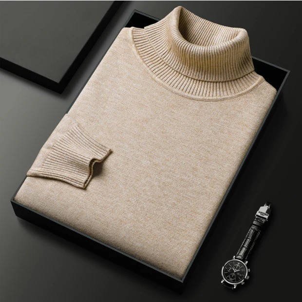 Men's Ribbed Turtleneck Sweater | Classic Knit View 12