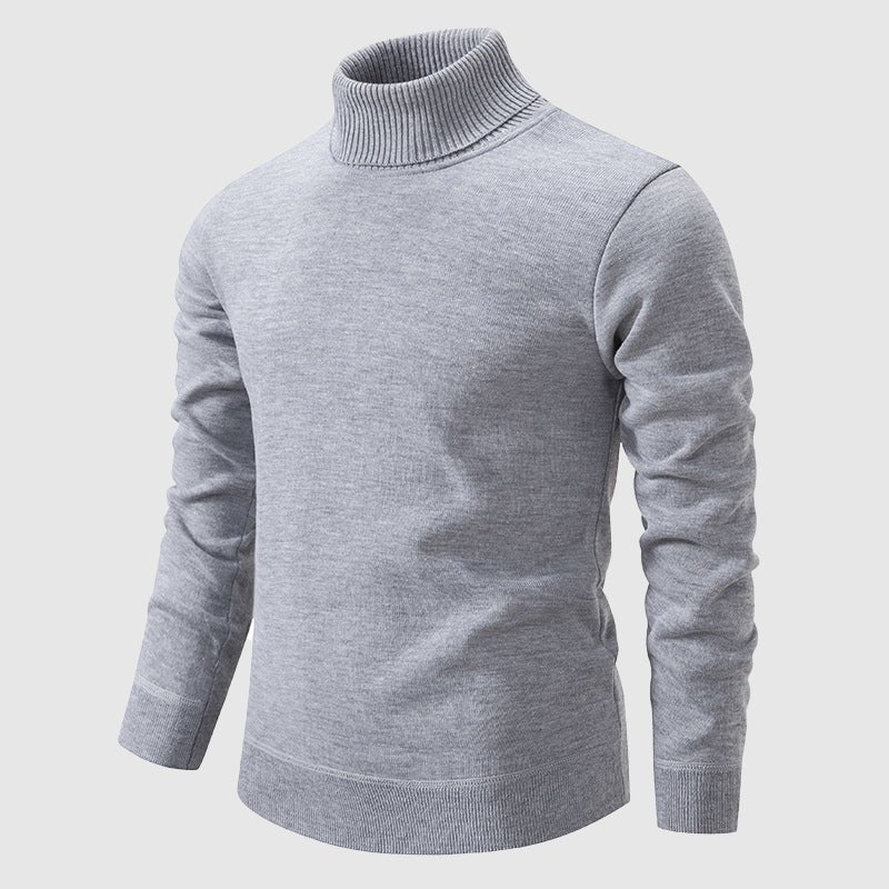 Men's Ribbed Turtleneck Sweater | Knit Poly-Blend Detail