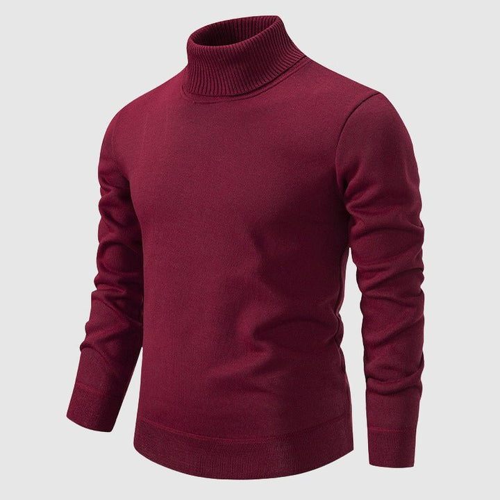 Men's Ribbed Turtleneck Sweater | Knit Poly-Blend Side