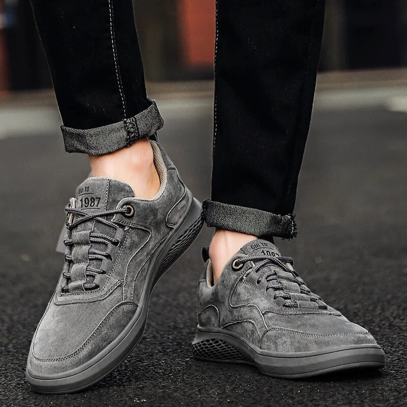 Men's Rivet Detail Suede Sneakers | Casual Back