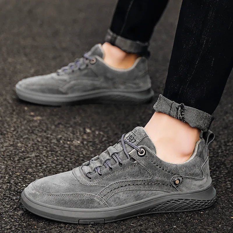 Men's Rivet Detail Suede Sneakers | Casual Front