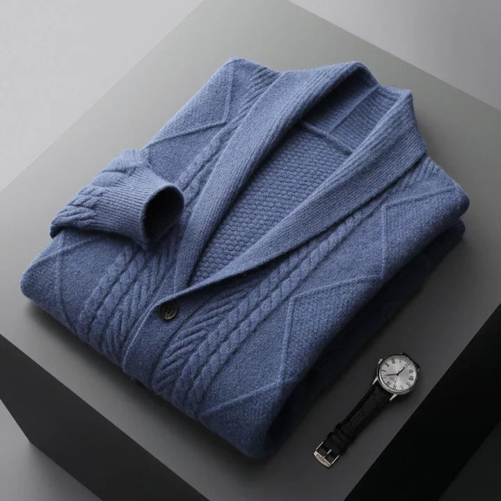 Men's Shawl Collar Wool Button Cardigan Sweater | Tailored Fit Alternate