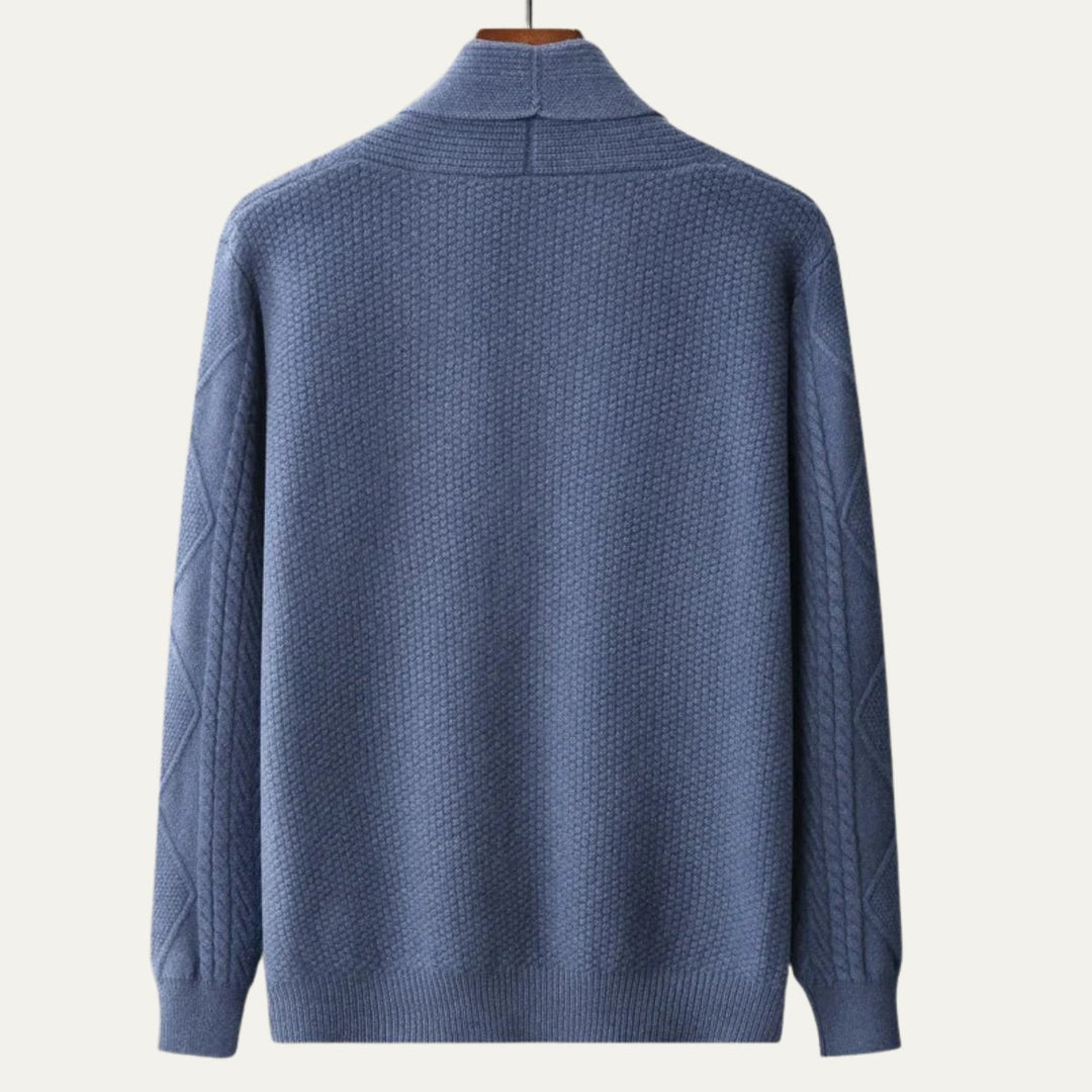 Men's Shawl Collar Wool Button Cardigan Sweater | Tailored Fit Back
