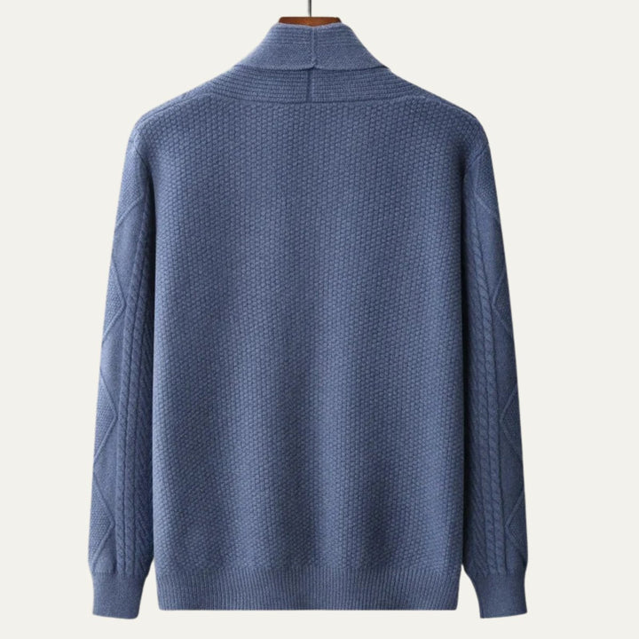 Men's Shawl Collar Wool Button Cardigan Sweater | Tailored Fit Back