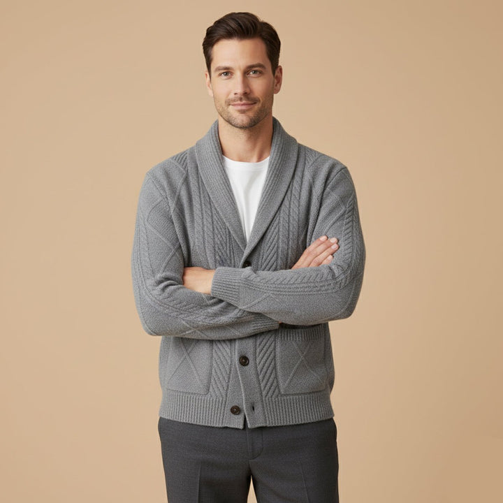 Men's Shawl Collar Wool Button Cardigan Sweater | Tailored Fit Lifestyle