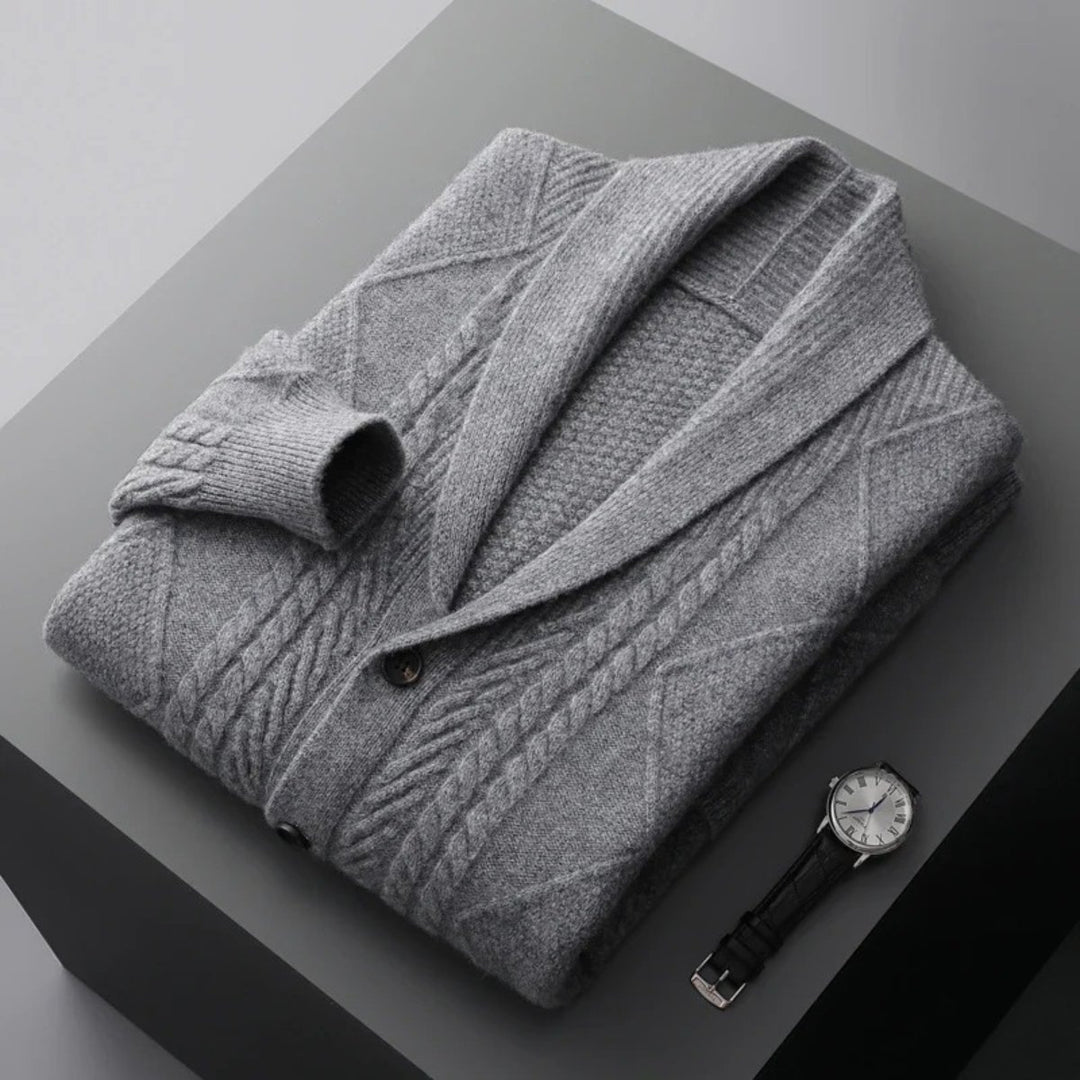 Men's Shawl Collar Wool Button Cardigan Sweater | Tailored Fit View 11