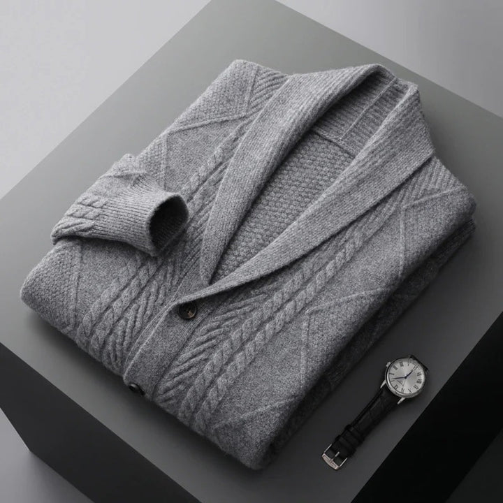 Men's Shawl Collar Wool Button Cardigan Sweater | Tailored Fit View 11