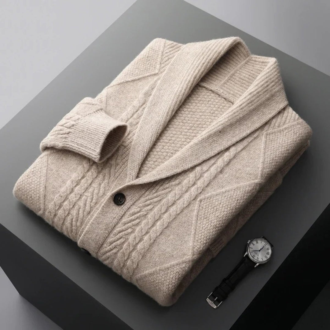 Men's Shawl Collar Wool Button Cardigan Sweater | Tailored Fit View 12