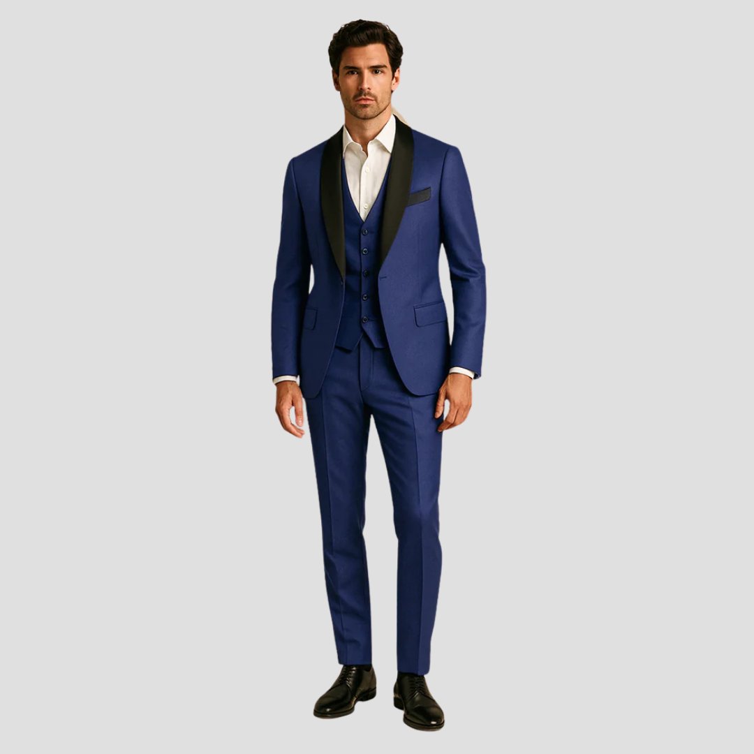 Men's Shawl Lapel Tuxedo Slim Fit | Three-Piece Weddings Formal Events Side