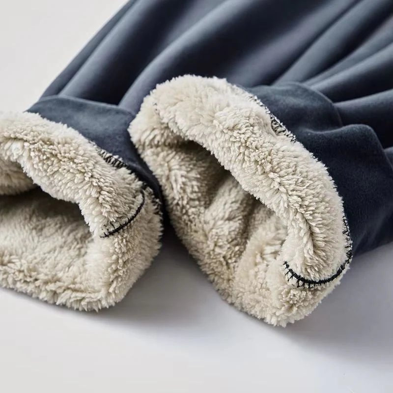 Men's Sherpa-Lined Hooded Tracksuit | Jacket Pants Winter Warmth Front