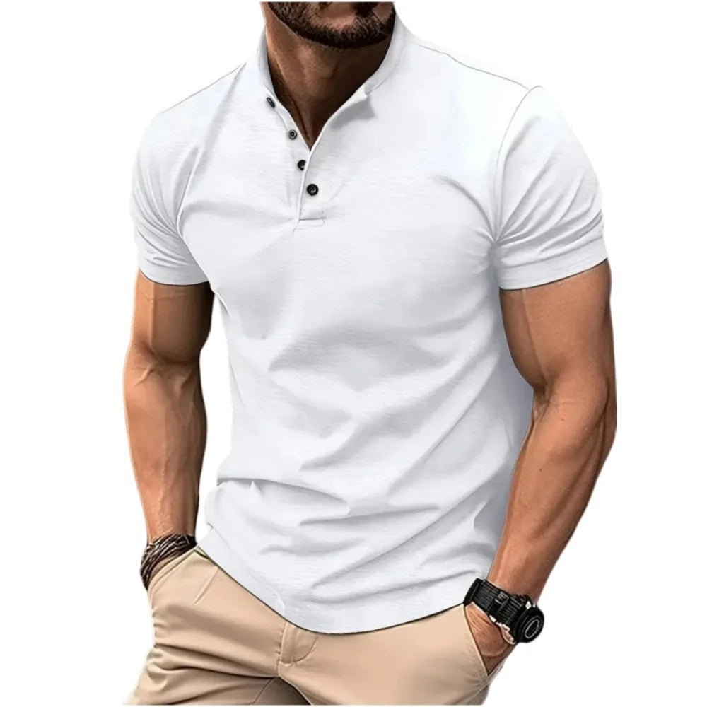 Men's Short Sleeve Henley Shirt | Button Placket Back
