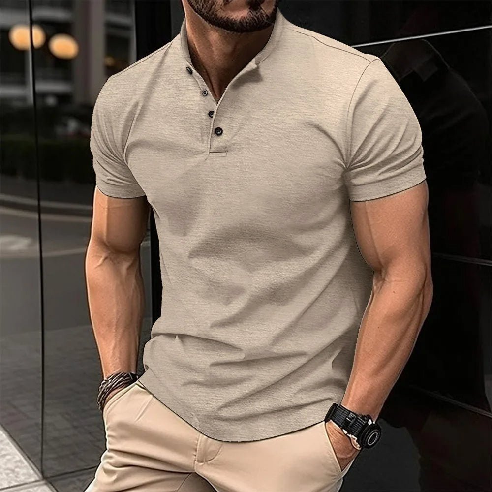Men's Short Sleeve Henley Shirt | Button Placket Detail