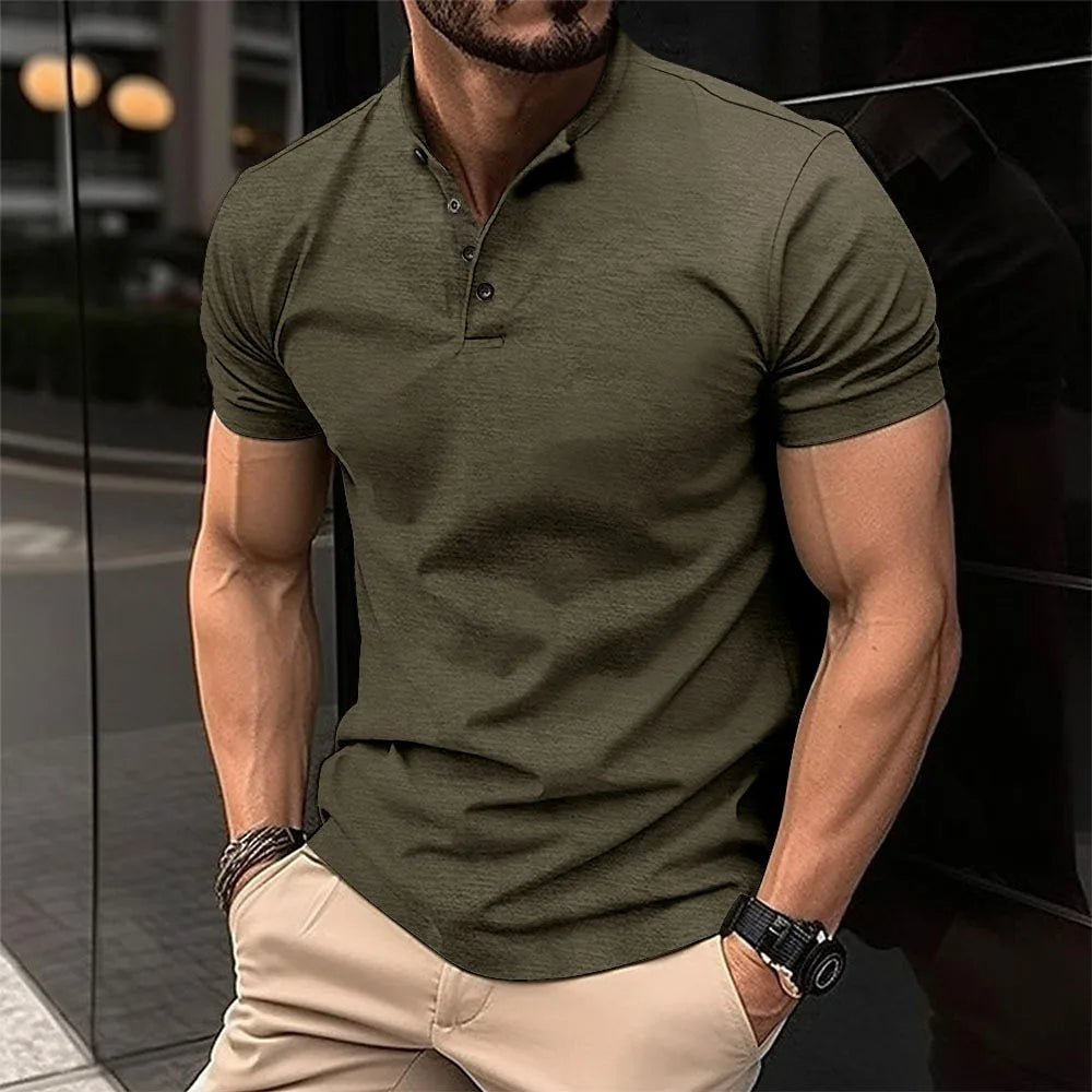 Men's Short Sleeve Henley Shirt | Button Placket Front