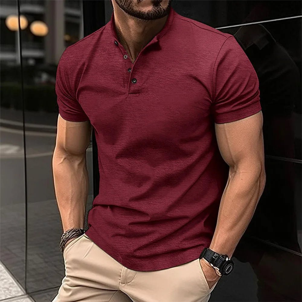Men's Short Sleeve Henley Shirt | Button Placket Side