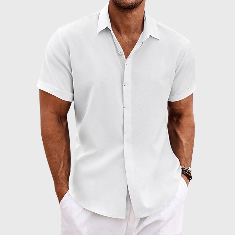 Men's Short Sleeve Linen Shirt | Relaxed Summer Fit Angle