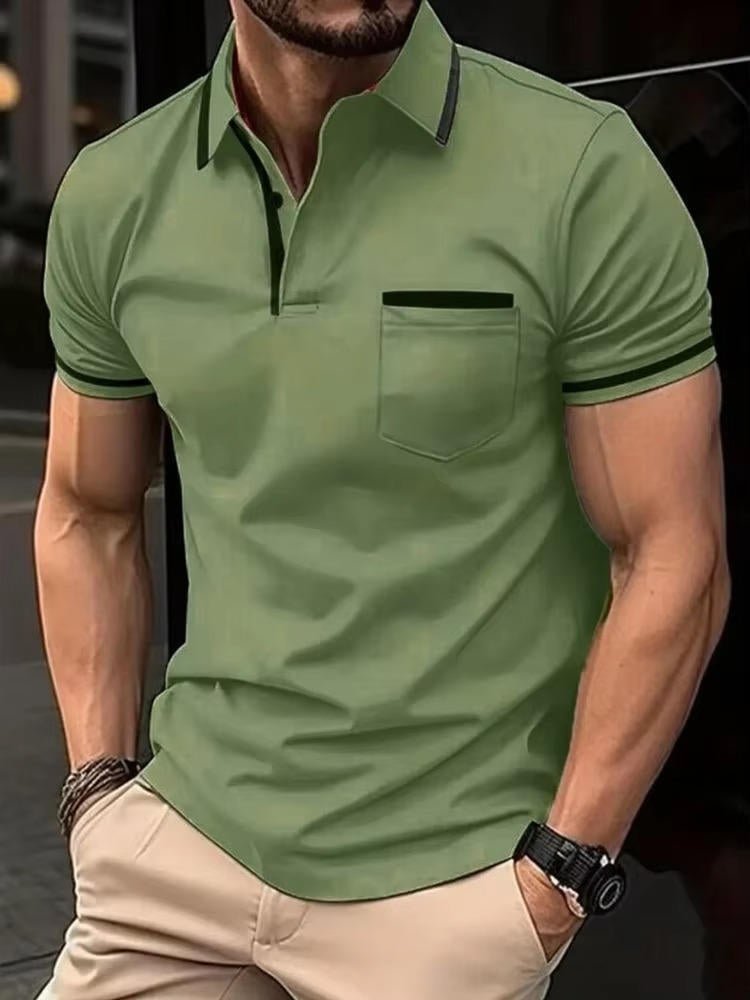 Men's Short Sleeve Polo Shirt | Chest Pocket Close Up