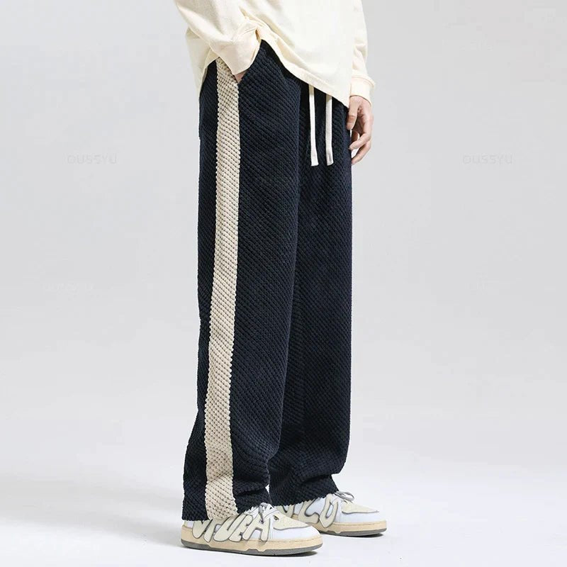 Men's Side Stripe Corduroy Pants | Drawstring Jogger Close Up