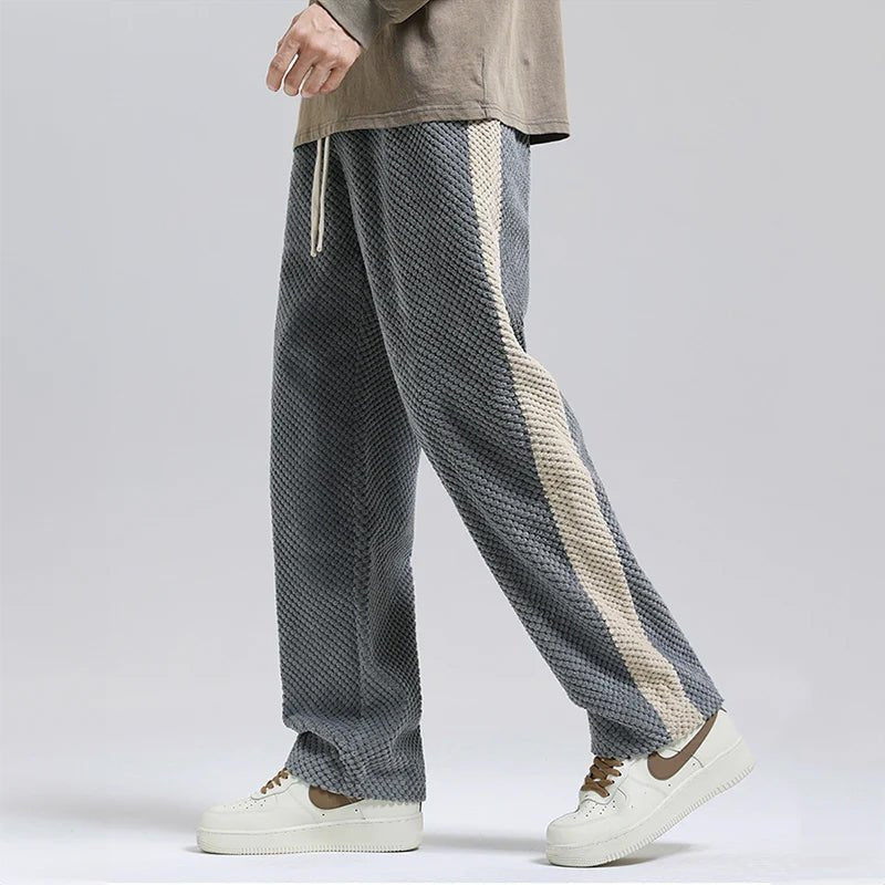 Men's Side Stripe Corduroy Pants | Drawstring Jogger Front